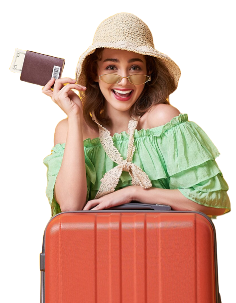 Woman with bag ready to travel