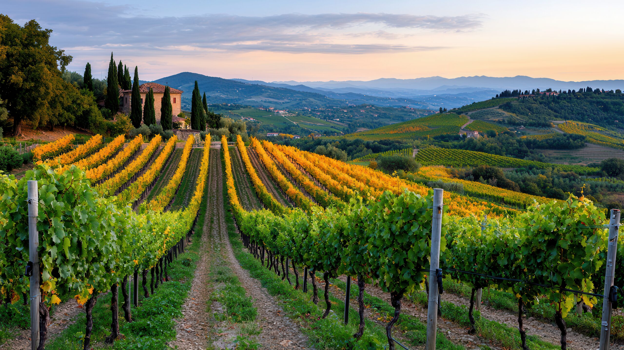 Vecteezy picturesque tuscan vineyard landscape rolling hills autumn